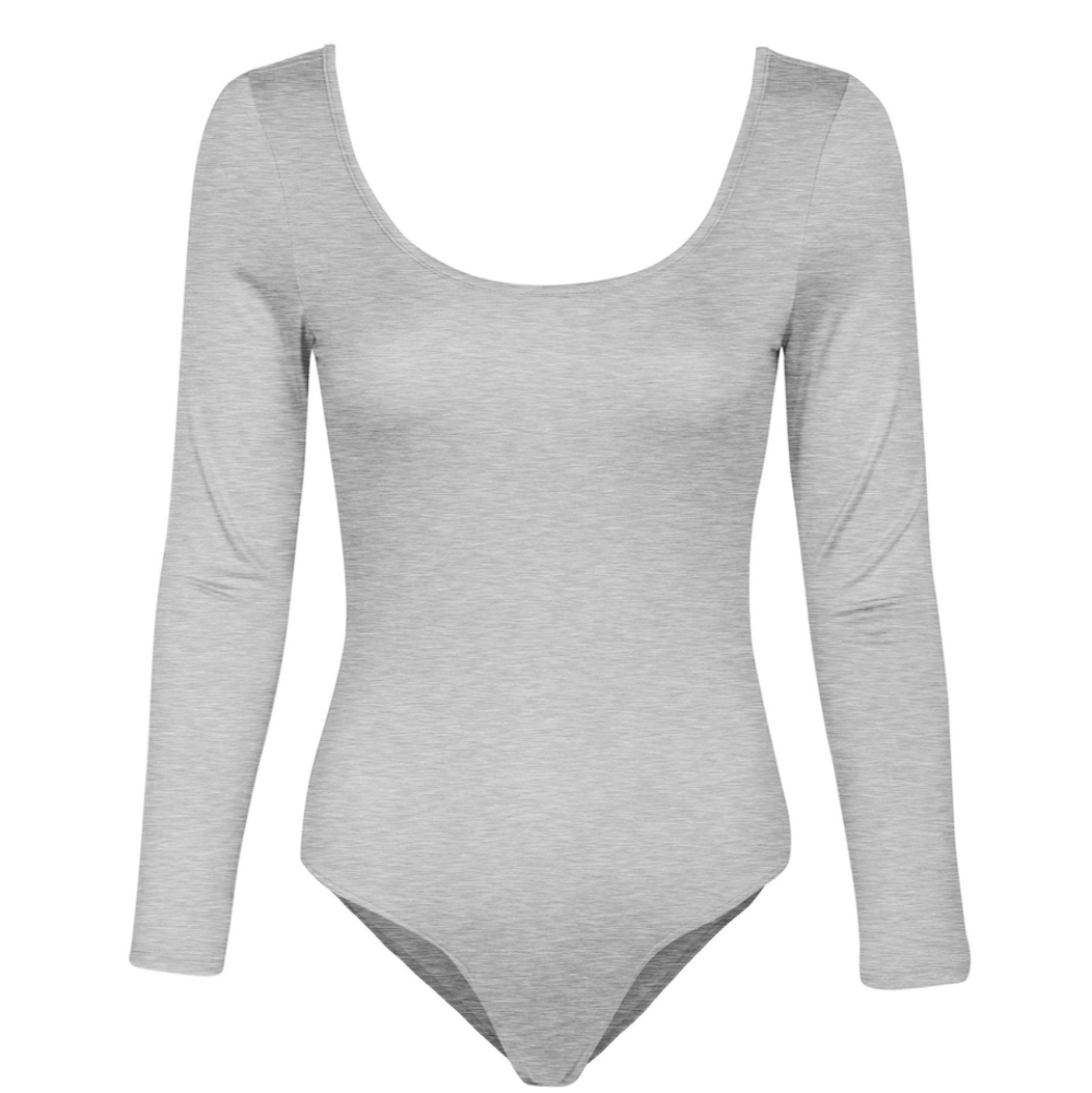 Light Grey Scoop Neck Bodysuit